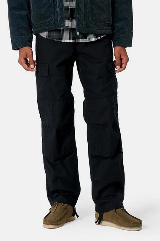 czarny Carhartt WIP spodnie bawełniane Regular Cargo Męski