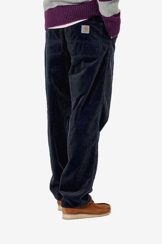 Bavlněné kalhoty Carhartt WIP námořnická modř