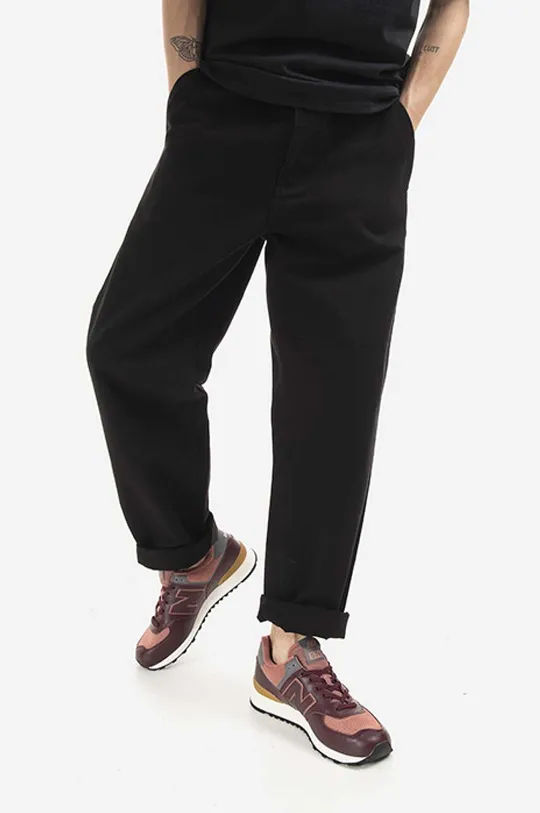 negru Carhartt WIP pantaloni de bumbac De bărbați