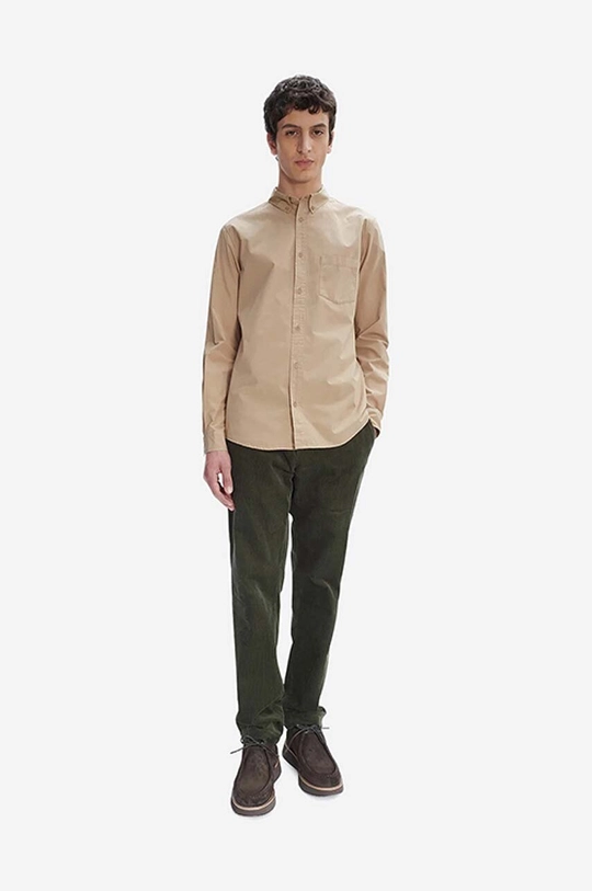 Hlače A.P.C. Pantalon Constantin MILITARY KHAKI zelena