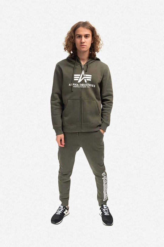 Βαμβακερό παντελόνι Alpha Industries πράσινο