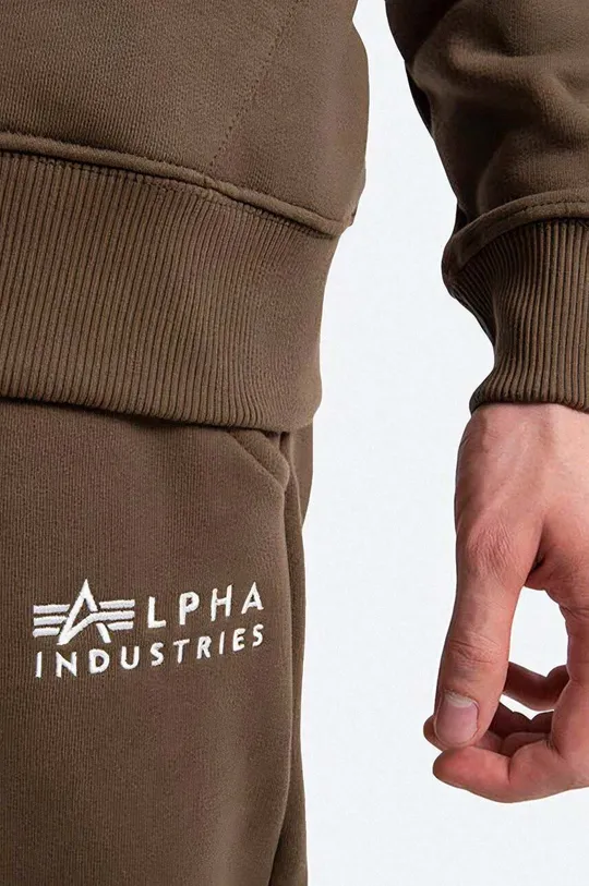 Βαμβακερό παντελόνι Alpha Industries πράσινο