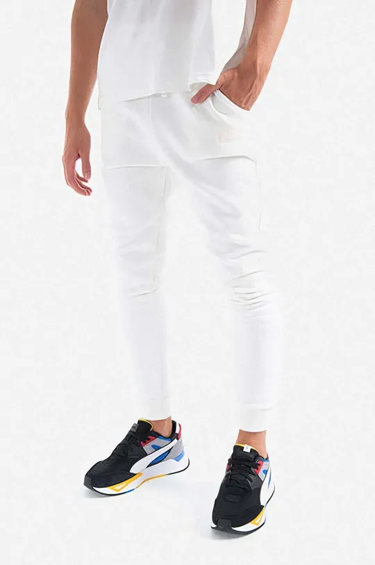 biały Alpha Industries spodnie dresowe bawełniane Męski