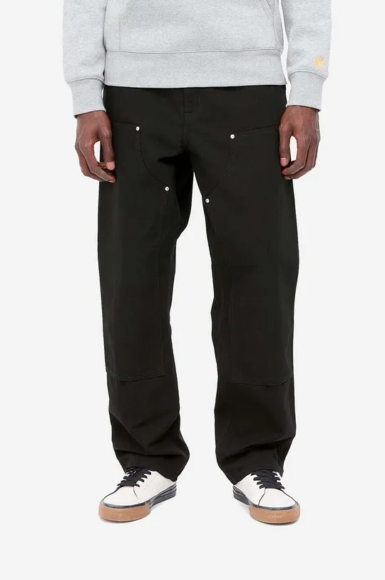 negru Carhartt WIP pantaloni de bumbac Double Knee Pant De bărbați