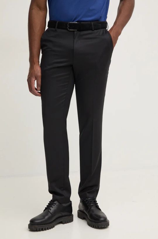 BOSS pantaloni in lana chinos nero 50469174