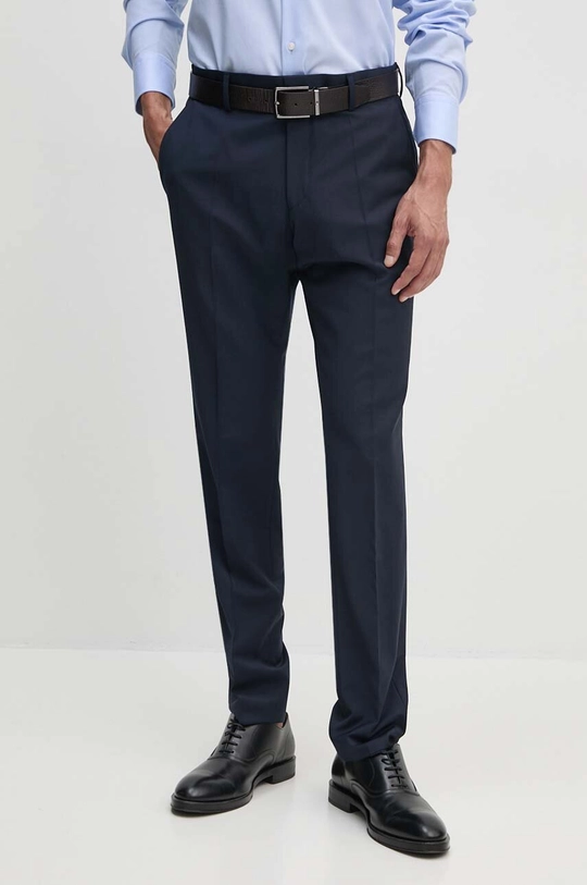 BOSS pantaloni in lana tessuto blu navy 50482735