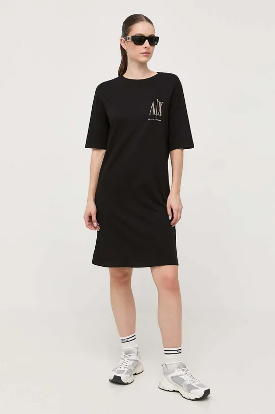 crna Armani Exchange Pamučna haljina Ženski