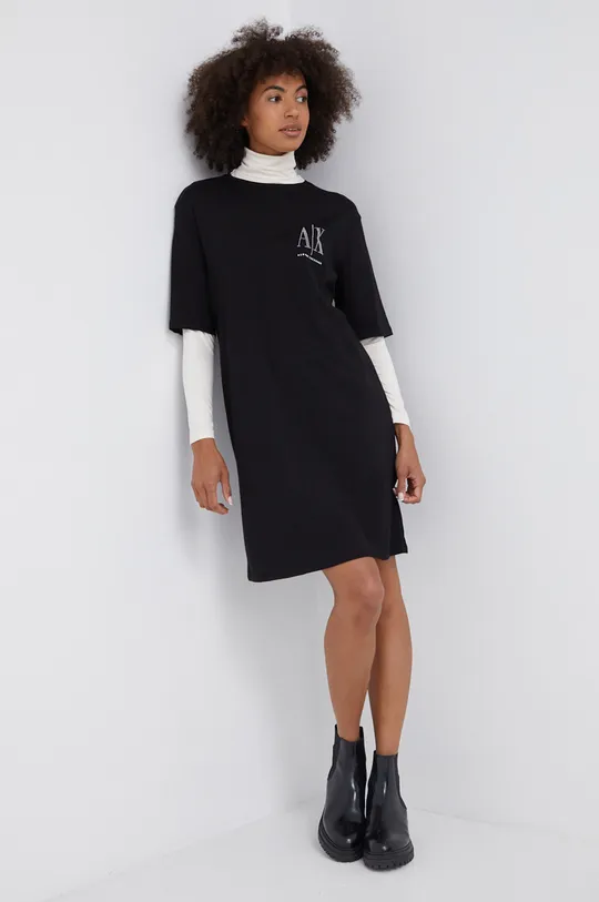 čierna Armani Exchange - Bavlnené šaty Dámsky