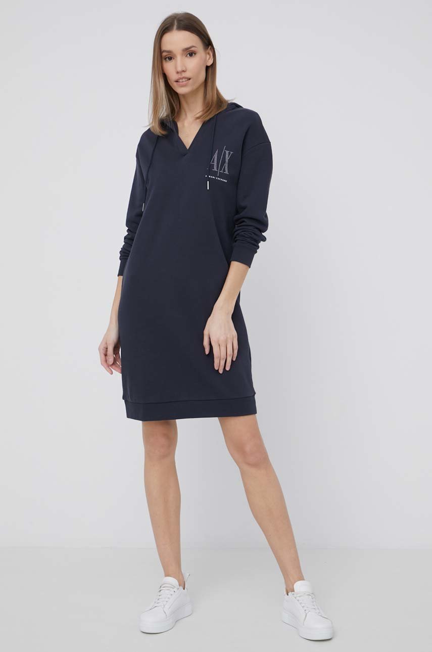 bleumarin Armani Exchange rochie din bumbac De femei