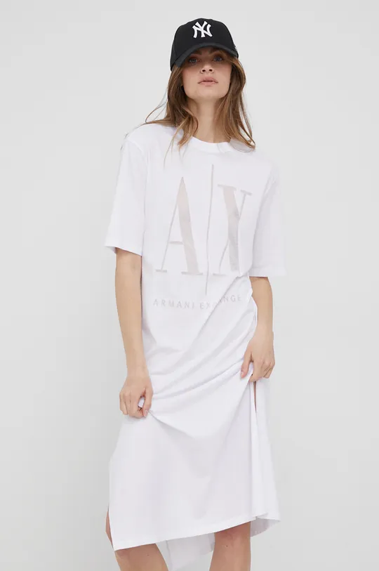 biały Armani Exchange sukienka Damski