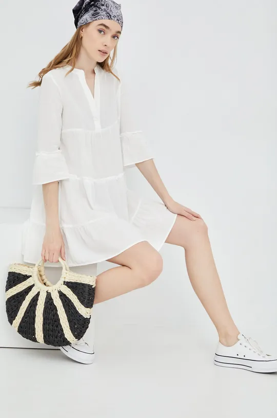 λευκό Βαμβακερό φόρεμα Vero Moda Γυναικεία