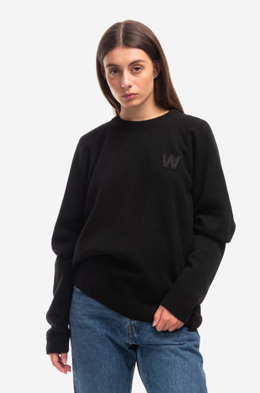 čierna Vlnený sveter Wood Wood Asta Jambswool Jumper 10131010-4159 BLACK Dámsky