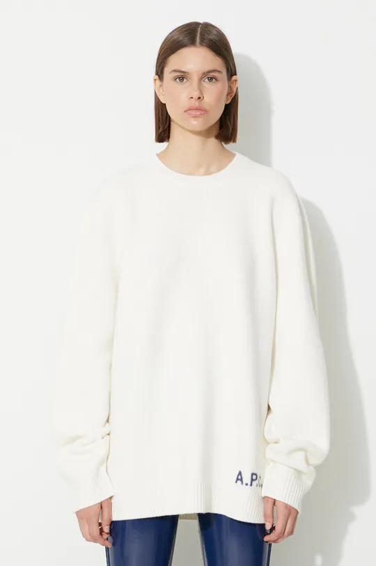 alb A.P.C. pulover de lână