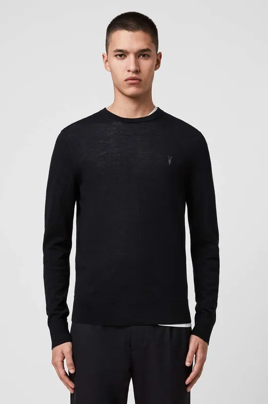 czarny AllSaints – Sweter MODE MERINO CREW Męski