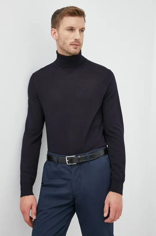 mornarsko modra Armani Exchange volnen pulover Moški
