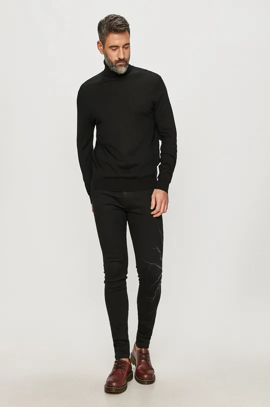 Armani Exchange - Gyapjú pulóver fekete