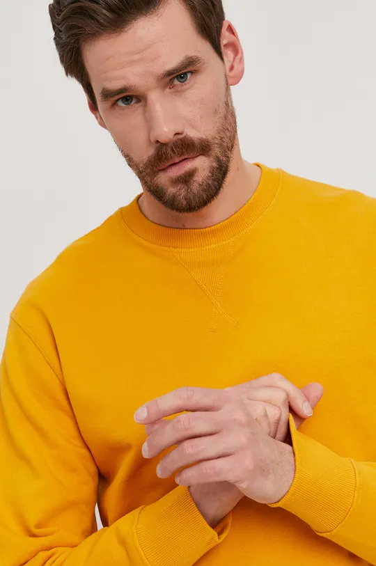 żółty Selected Homme - Bluza bawełniana