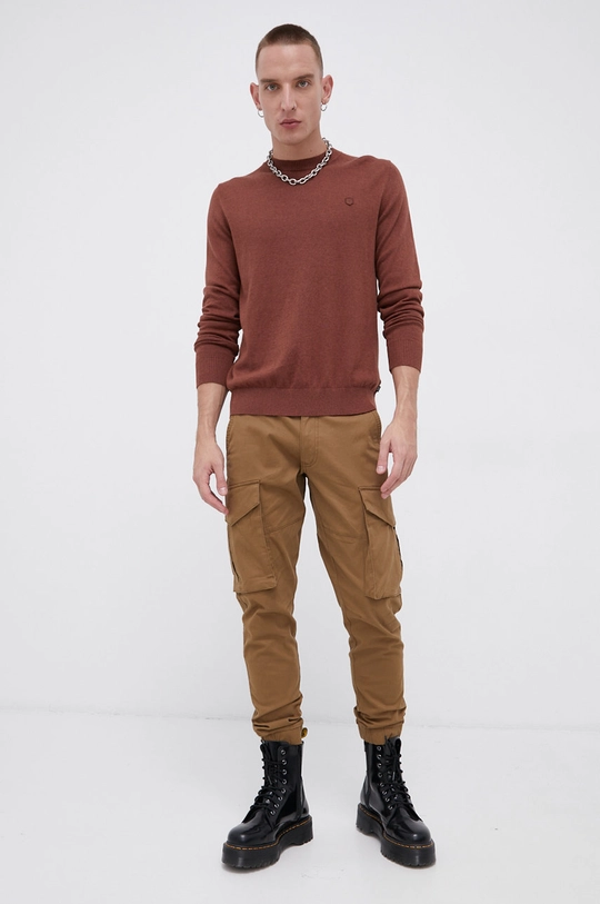 Premium by Jack&Jones Sweter z domieszką kaszmiru brązowy