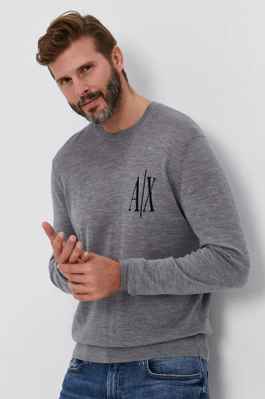 sivá Vlnený sveter Armani Exchange Pánsky