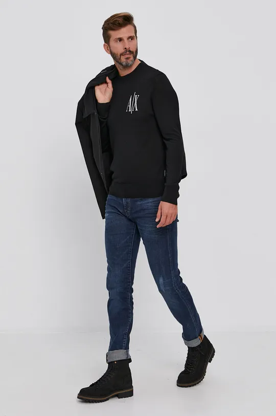 Armani Exchange pulover iz volne črna