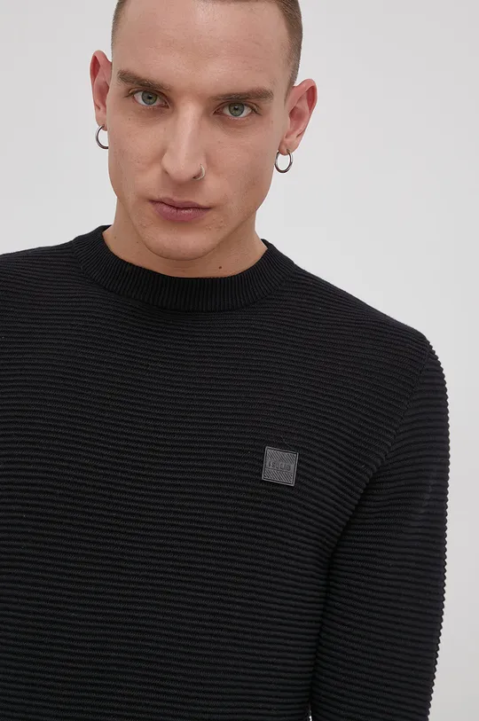 čierna Bavlnený sveter Solid