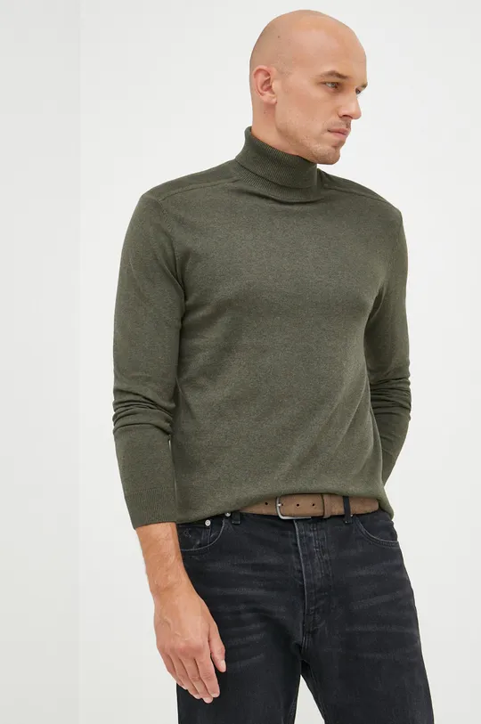 zelená Bavlnený sveter Selected Homme Pánsky