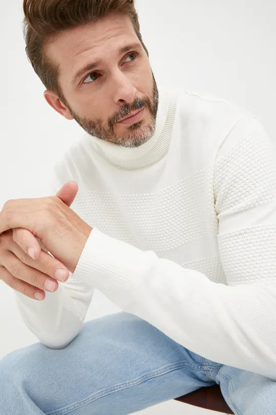 biały Selected Homme sweter bawełniany Męski
