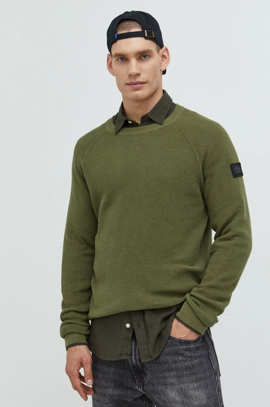 zielony Jack & Jones sweter bawełniany JCOCLASSIC Męski