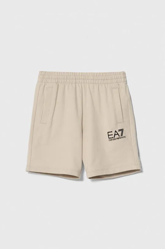 бежевый Детские хлопковые шорты EA7 Emporio Armani Для мальчиков