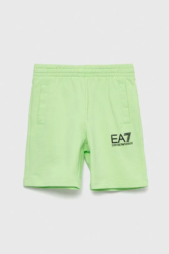 зелений Дитячі бавовняні шорти EA7 Emporio Armani Для хлопчиків