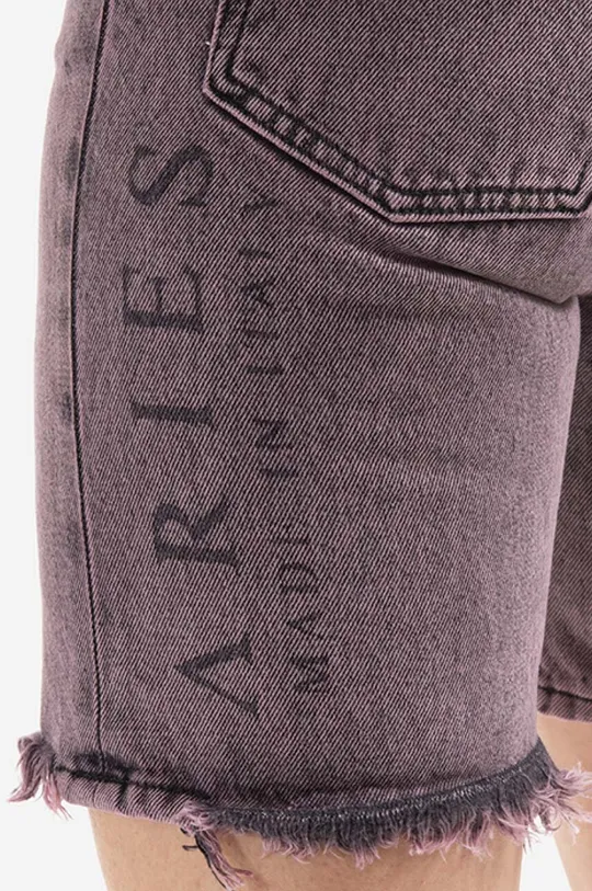 rosa Aries pantaloncini di jeans in cotone Acid Wash Denim