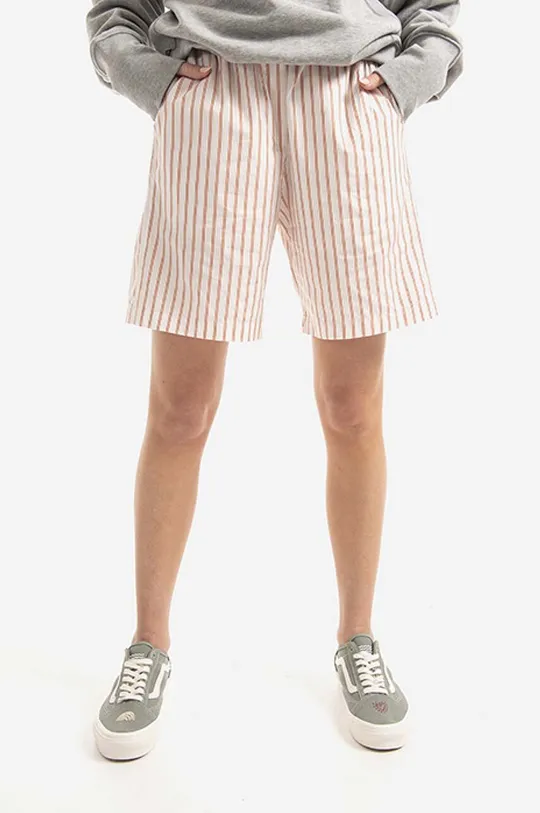 бял Памучен къс панталон Wood Wood Kamma Dobby Stripe Shorts Жіночий