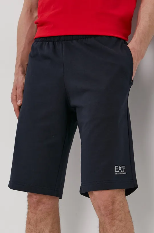 blu navy EA7 Emporio Armani pantaloncini in cotone