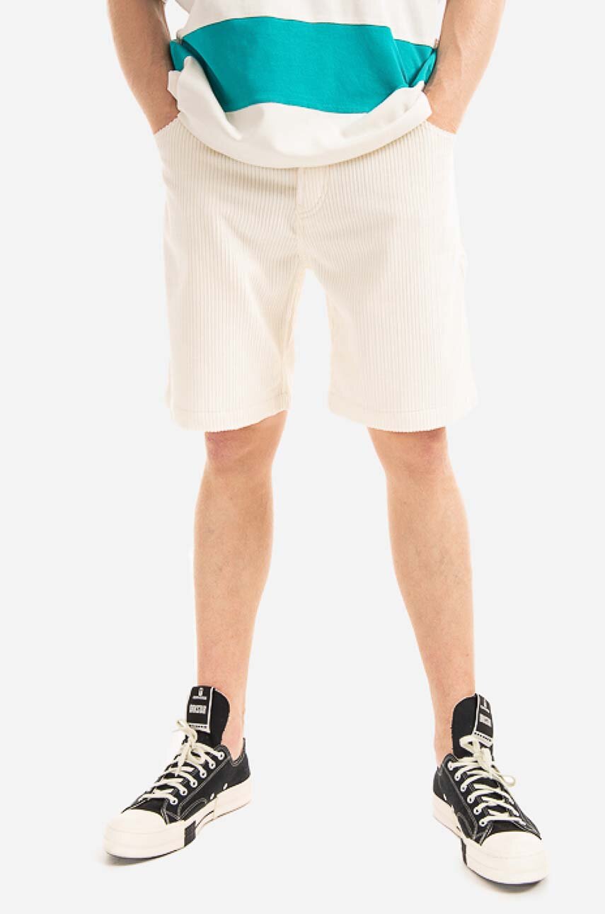 béžová Manšestrové šortky Drôle de Monsieur Le Le Short Velours BS108 CREAM Pánský