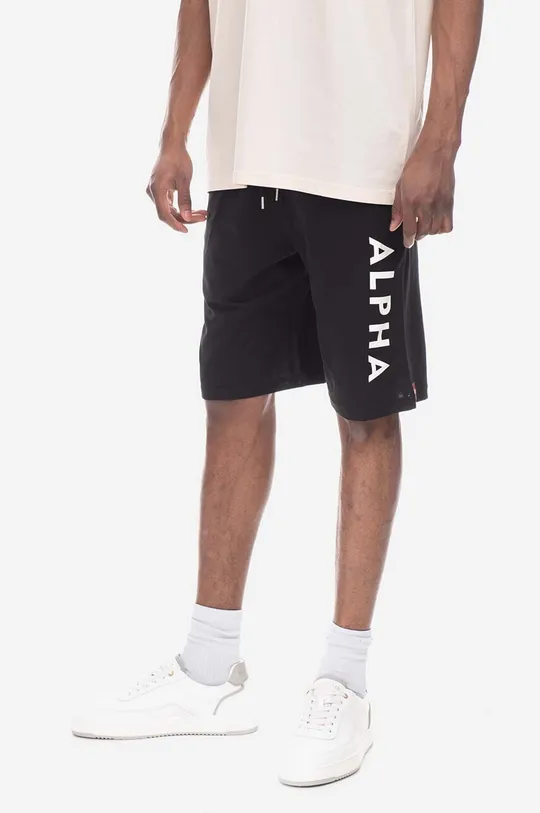 Хлопковые шорты Alpha Industries Alpha Jersey Short 116366 03 чёрный