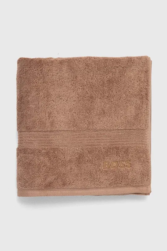 Большое хлопковое полотенце Hugo Boss Bath Towel Loft коричневый