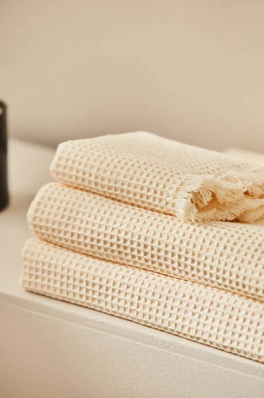 beige Calma House asciugamano piccolo in cotone Marte 30x50 cm