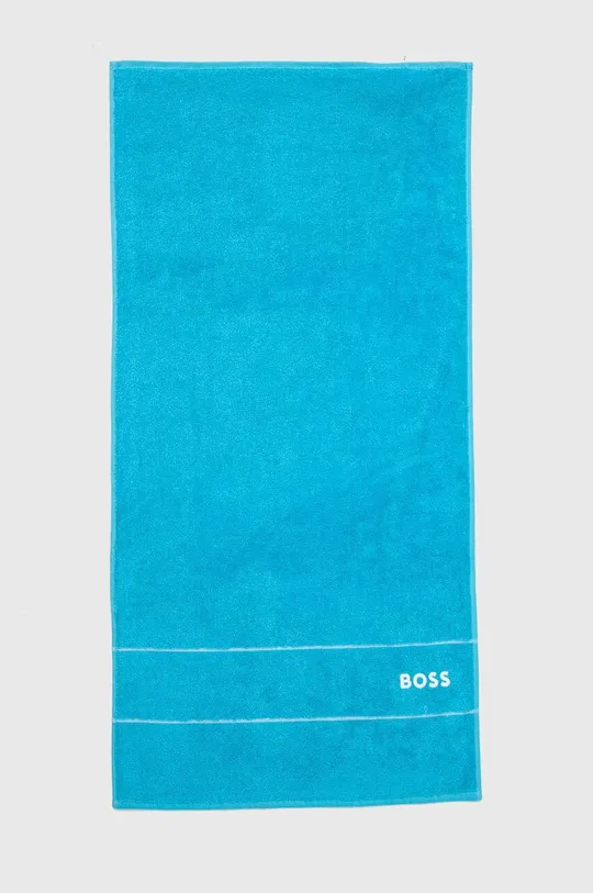 modra Bombažna brisača BOSS Plain River Blue 50 x 100 cm Unisex