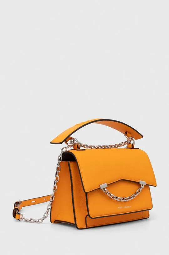Usnjena torbica Karl Lagerfeld oranžna