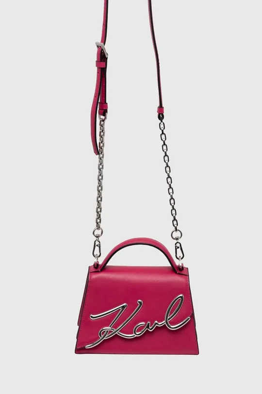 różowy Karl Lagerfeld torebka skórzana