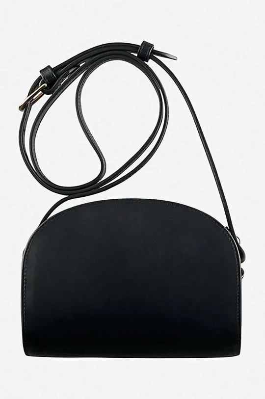 Kožená kabelka A.P.C. Demi Sac Demi-lune Mini PXAWV-F61392 BLACK 100 % Hovädzia koža