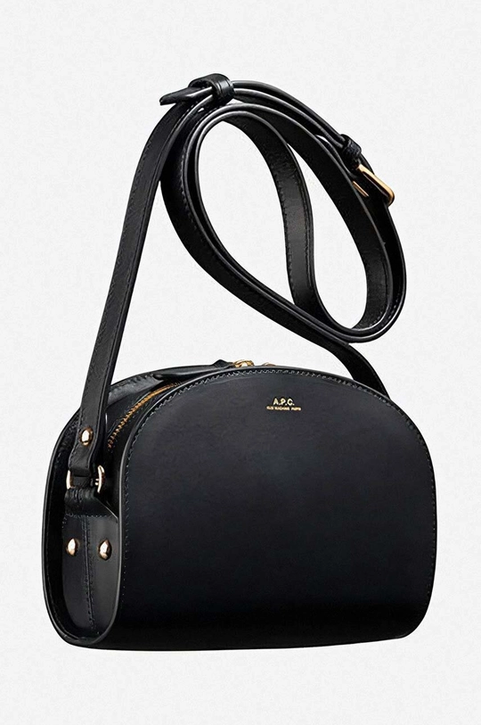 черен Кожена чанта A.P.C. Demi Sac Demi-lune Mini PXAWV-F61392 BLACK