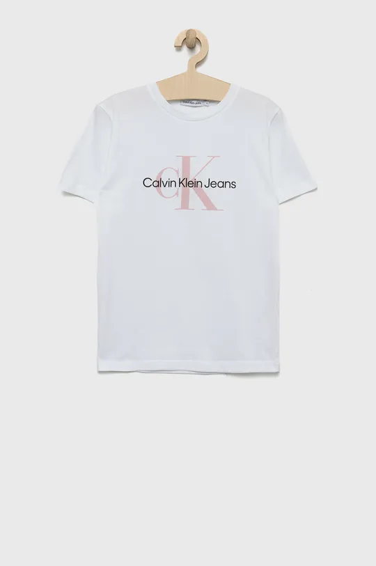 biały Calvin Klein Jeans t-shirt bawełniany dziecięcy IU0IU00267.9BYY Chłopięcy