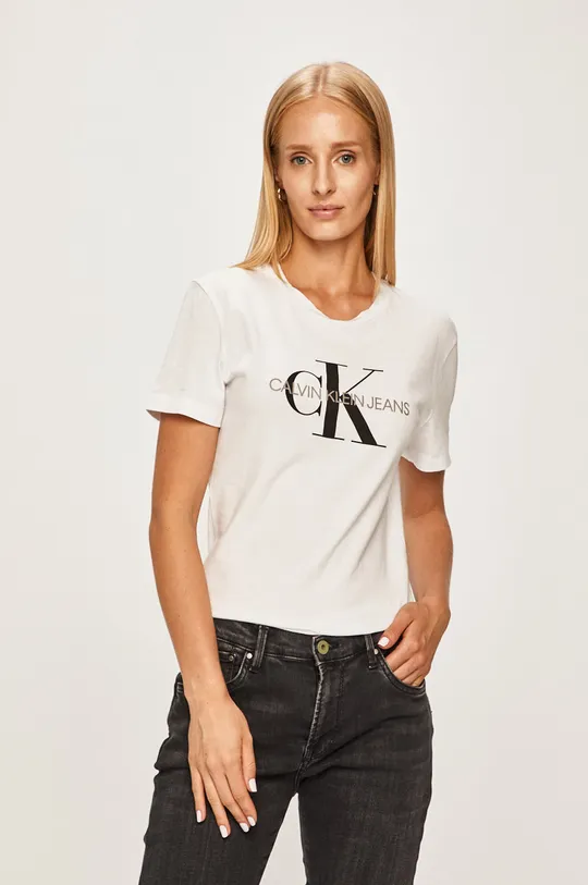 biały Calvin Klein Jeans - T-shirt J20J207878 Damski