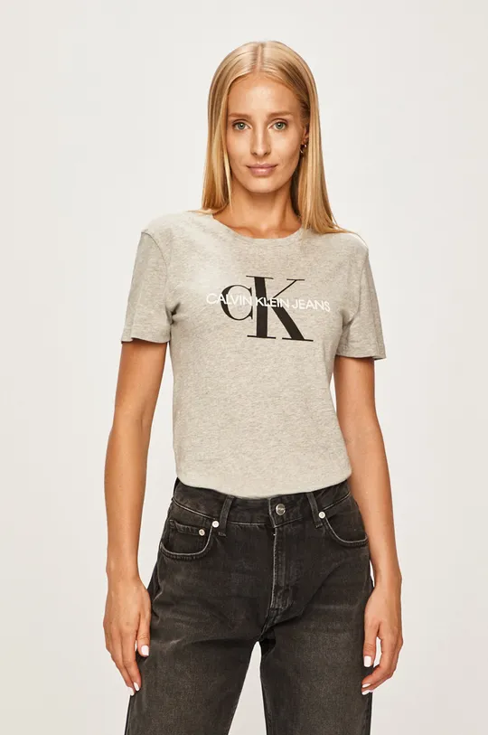 szary Calvin Klein Jeans - T-shirt J20J207878 Damski