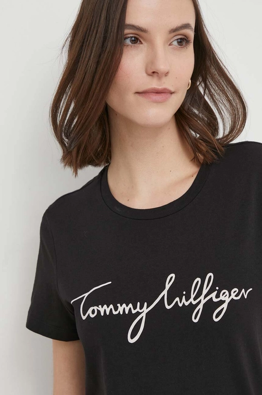 czarny Tommy Hilfiger t-shirt bawełniany