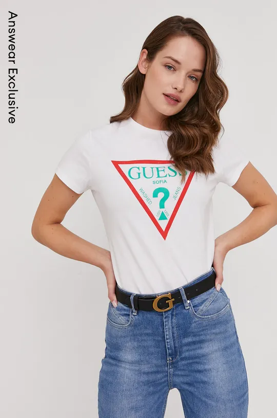 biały Guess T-shirt Damski