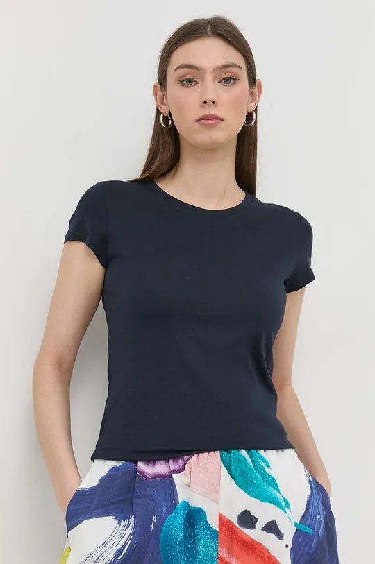 mornarsko modra Bombažna kratka majica Armani Exchange Ženski