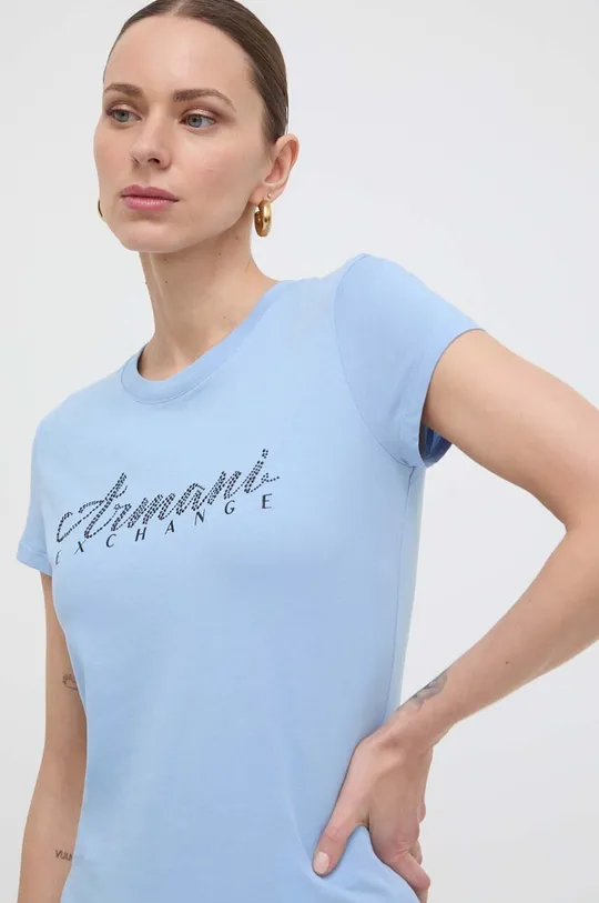 μπλε Βαμβακερό μπλουζάκι Armani Exchange Γυναικεία
