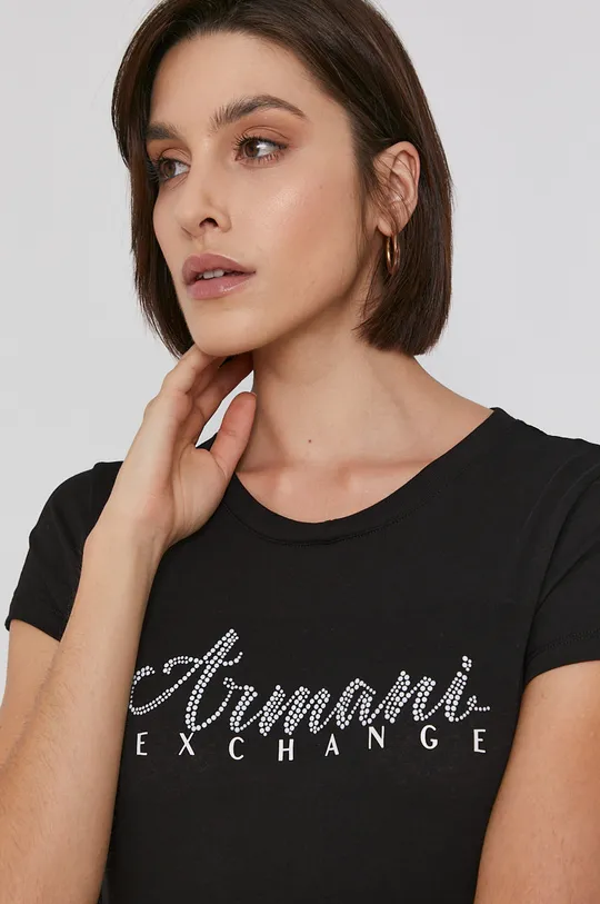 črna Armani Exchange bombažna majica